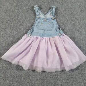 Oshkosh B'gosh Jumper Girl Toddler 4T Denim Unicorn Vestbak Overalls Tulle